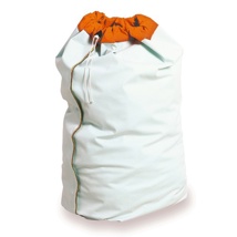 Vinyl laundry bag with orange topper, green, 30x40"